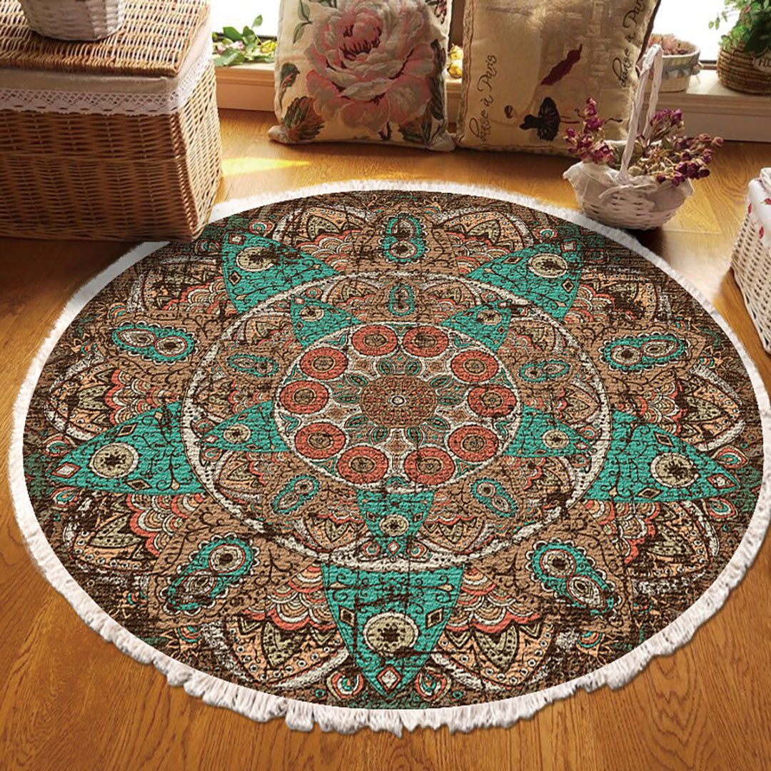 SOGA 90cm Mandala Round Area Thick Anti-slip Doormat, Home Decor • LUZ-CarpetYH30