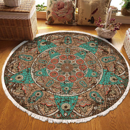 SOGA 90cm Mandala Round Area Thick Anti-slip Doormat, Home Decor • LUZ-CarpetYH30