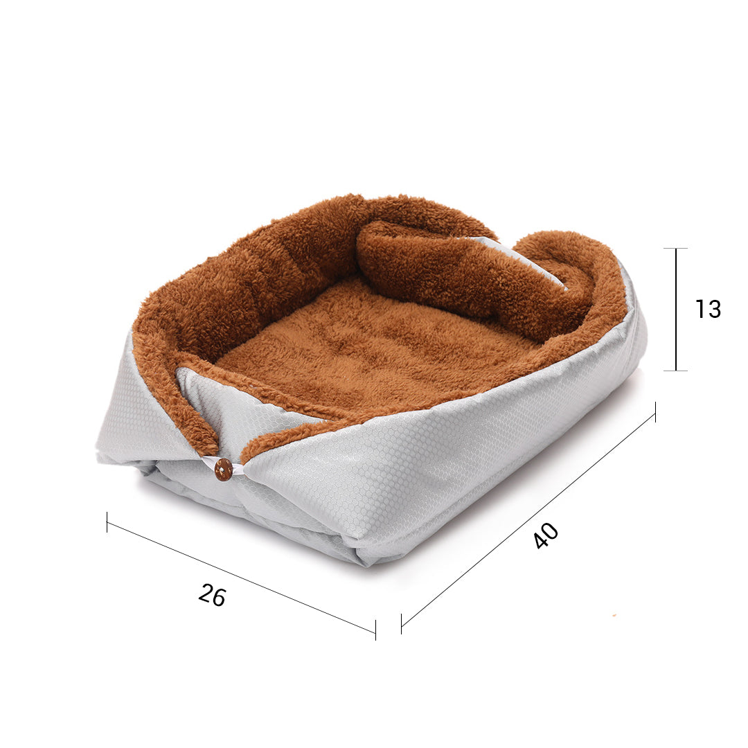 SOGA Silver Dual-purpose Cushion Nest Cat Dog Bed Warm Plush Kennel Mat Pet Home Travel Essentials • LUZ-CarPetBag04