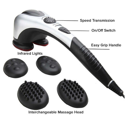 SOGA 2X Deluxe Handheld Percussion Soothing Body Massager • LUZ-MassagerSilver2HeadsX2
