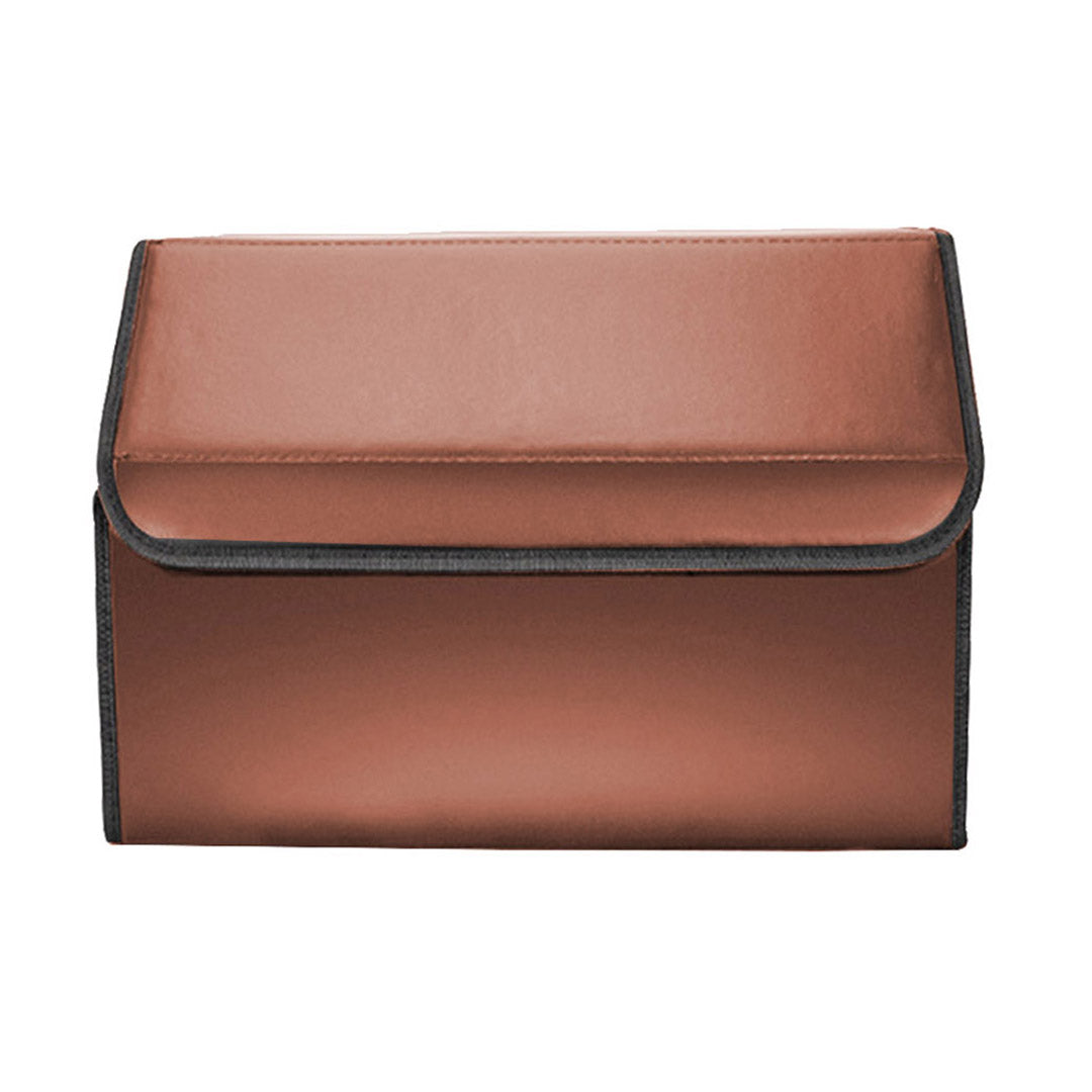 SOGA 2X Leather Car Boot Collapsible Foldable Trunk Cargo Organizer Portable Storage Box Coffee Small • LUZ-StorageCOFSmlX2