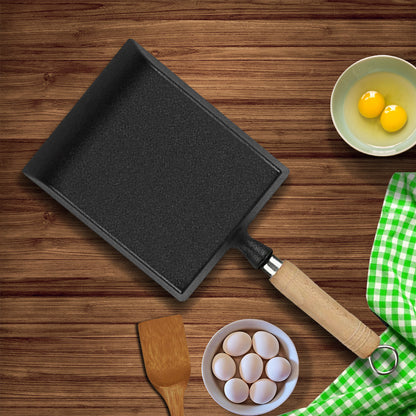 SOGA Cast Iron Tamagoyaki Japanese Omelette Egg Frying Skillet Fry Pan Wooden Handle • LUZ-ZPaiB5