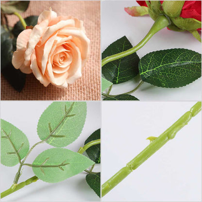 SOGA 10pcs Artificial Silk Flower Fake Rose Bouquet Table Decor Champion • LUZ-AFlowerRoseChampionX10