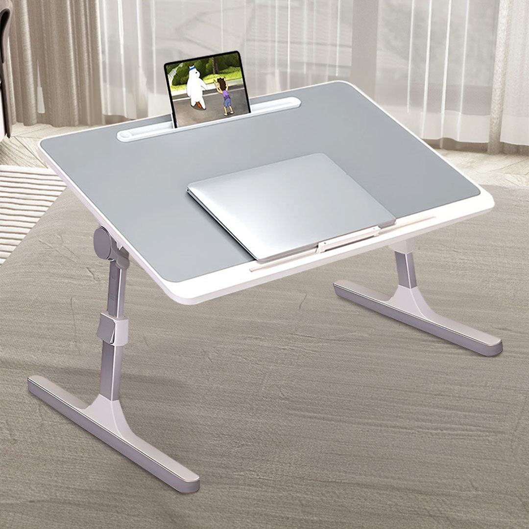 SOGA 2X 60X40cm Grey Small Laptop Bed Portable Foldable Study Table Adjustable • LUZ-BedTableA11X2