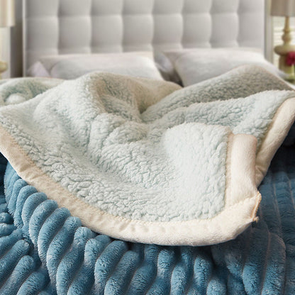 SOGA Blue Throw Blanket Warm Cozy Double Sided Thick Flannel Coverlet Fleece Bed Sofa Comforter • LUZ-Blanket308