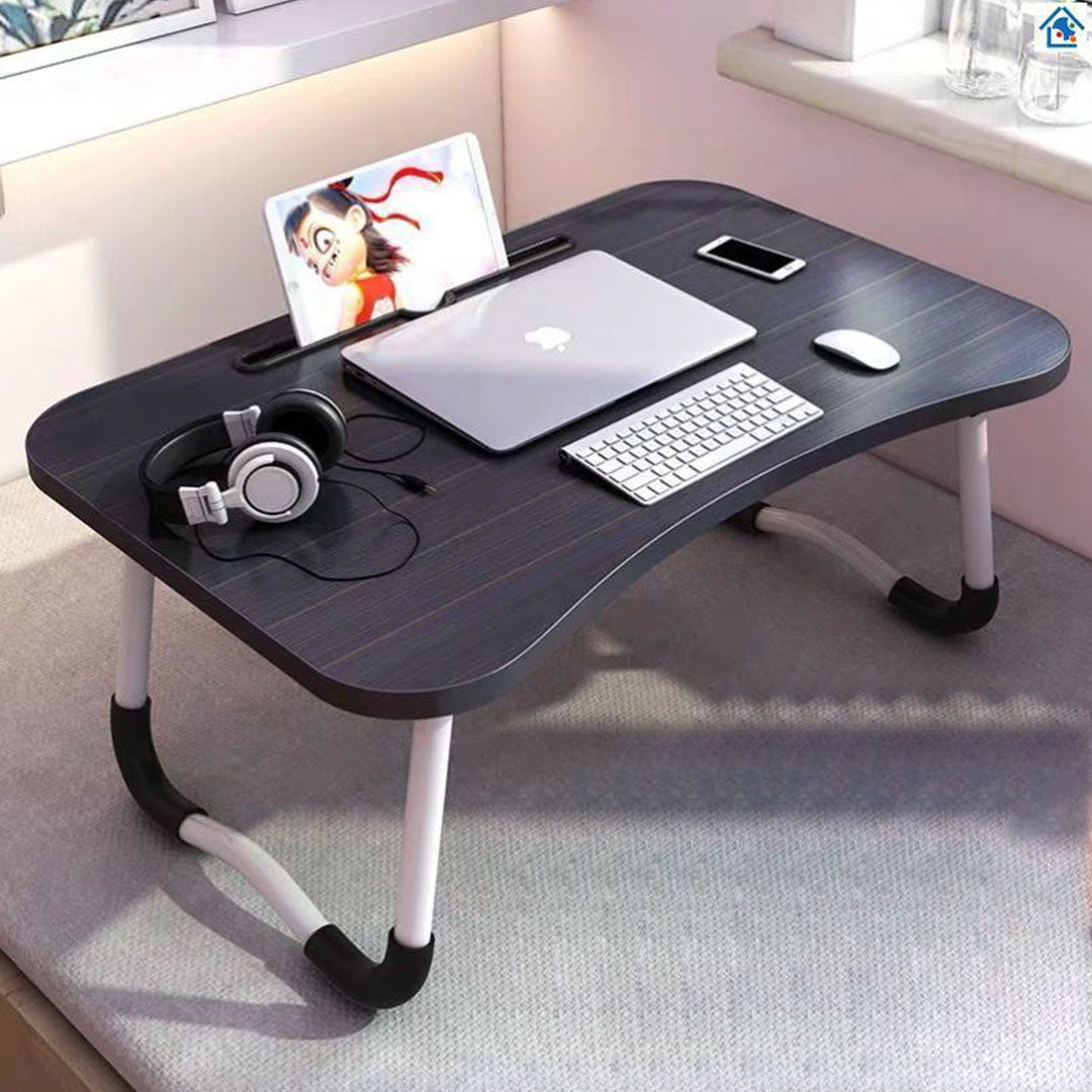 SOGA 2X Black Portable Bed Table Adjustable Foldable Bed Sofa Study Table Laptop Mini Desk with Notebook Stand Card Slot Holder Home Decor • LUZ-BedTableG41X2