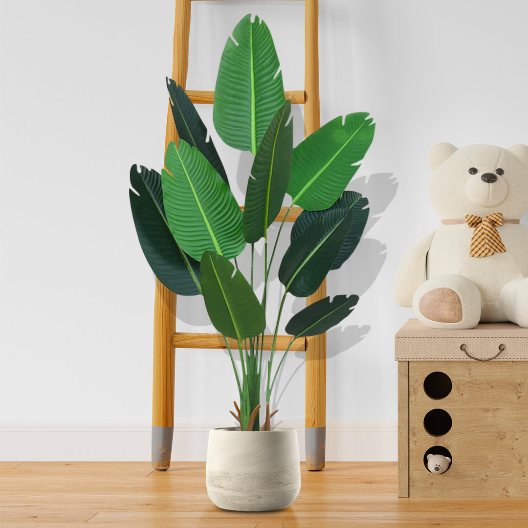 SOGA 180cm Artificial Bird of Paradise Plants Fake Tropical Palm Tree with 10 in Pot and Woven Seagrass Belly, Home Decor • LUZ-APlantFHM18013