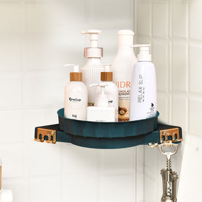 SOGA Green 360 Degree Wall-Mounted Rotating Bathroom Organiser Corner Vanity Rack Toilet Adhesive Storage Shelf • LUZ-BathA005