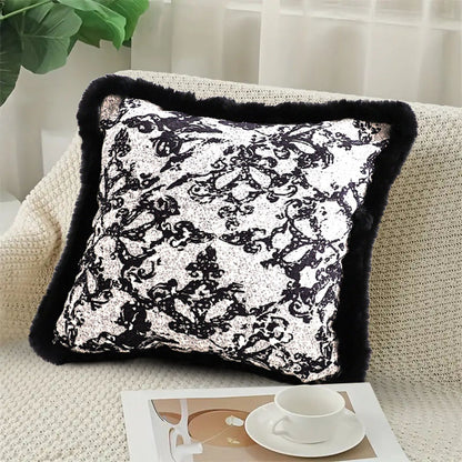 SOGA 2X 45cm Vintage Black Herringbone Pillowcase Set & Square Throw Pillow • LUZ-FrenchCushion254X2
