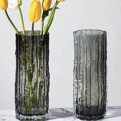 SOGA 30.5cm Handcrafted Grey Glass Vase, Classic Design for Home Decor • LUZ-GVaseGrey305