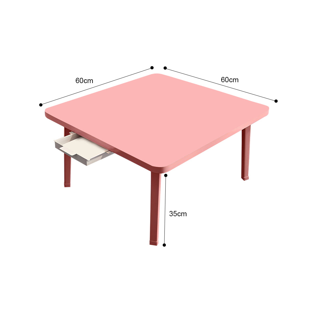 SOGA Pink Portable Floor Table Small Square Space-Saving Mini Desk Home Decor • LUZ-FloorTable504