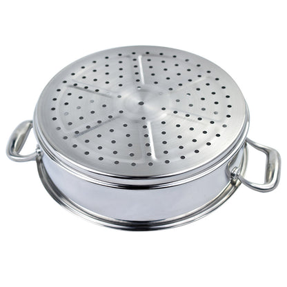 SOGA 2X 3 Tier 28cm Heavy Duty Stainless Steel Food Steamer Vegetable Pot Stackable Pan Insert with Glass Lid • LUZ-SteamerTRISTQ28X2