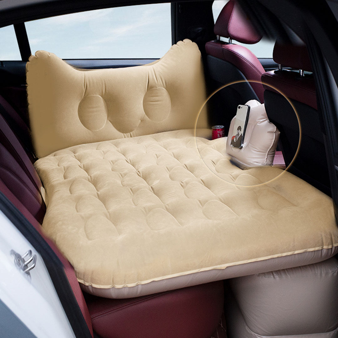 SOGA 2X Beige Honeycomb Inflatable Car Mattress Portable Camping Air Bed Travel Sleeping Kit Essentials • LUZ-CarMat012X2