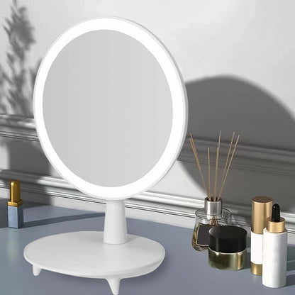SOGA 2X Round White Rechargeable LED Light Makeup Mirror Tabletop Vanity Home Decor • LUZ-BathG535X2