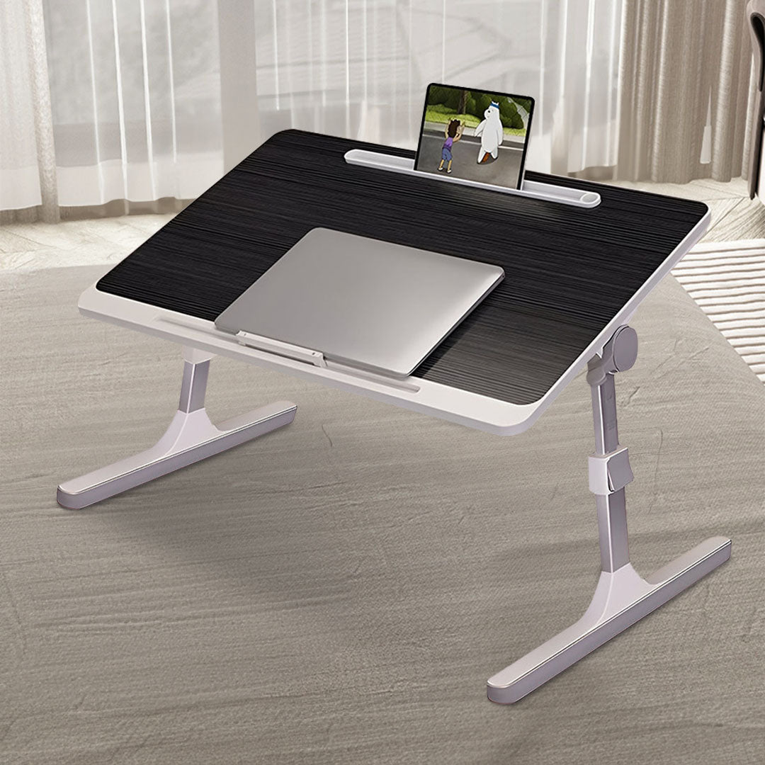 SOGA 2X 60X40cm Black Small Laptop Bed Portable Foldable Study Table Adjustable • LUZ-BedTableA12X2