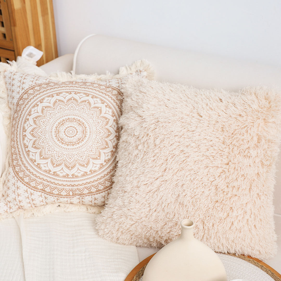 SOGA 2X 50CM Beige Pillow Plush Sofa Cushion, Soft Fabric, Modern Couch Velvet, Decorative Throw Pillow • LUZ-FrenchCushion201X2