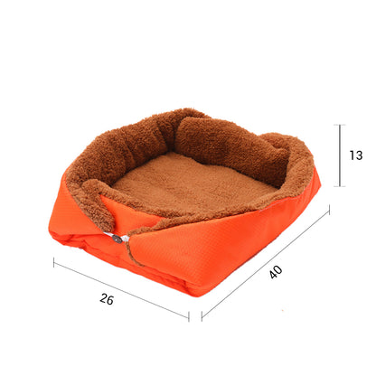 SOGA 2X Orange Dual-purpose Cushion Nest Cat Dog Bed Warm Plush Kennel Mat Pet Home Travel Essentials • LUZ-CarPetBag02X2