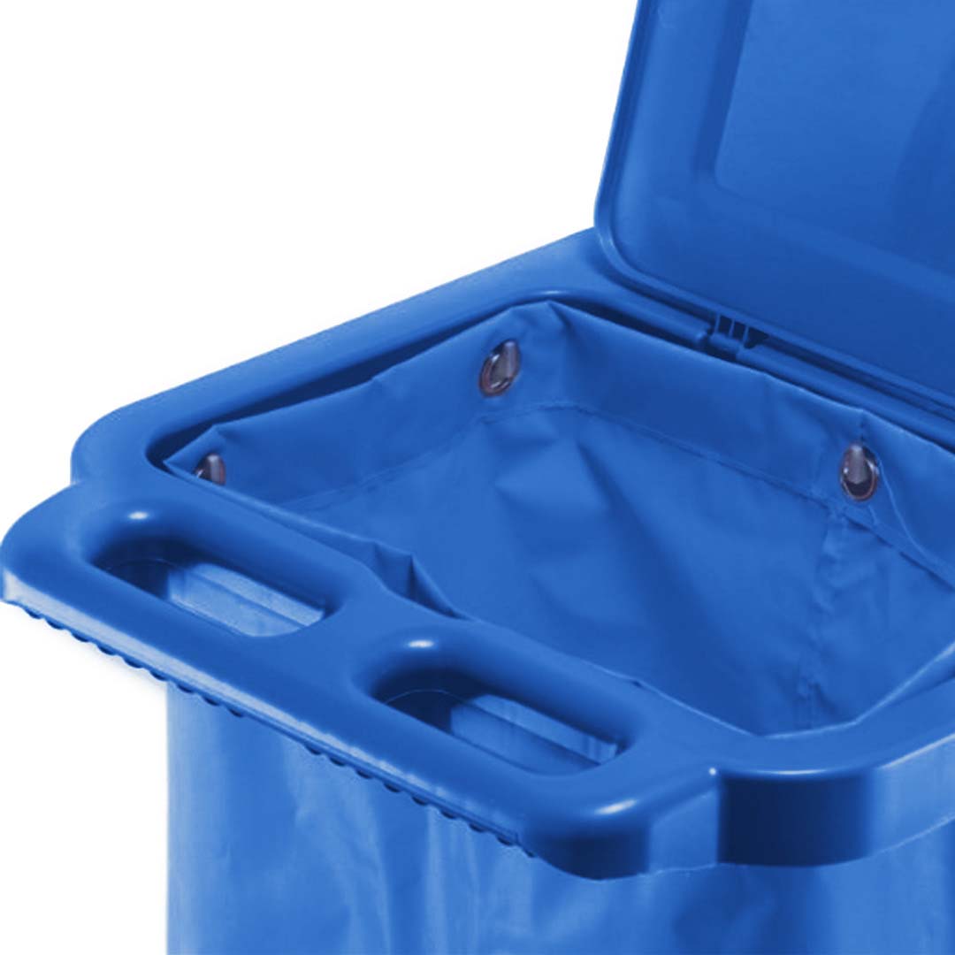 SOGA 3 Tier Multifunction Janitor Cleaning Waste Cart Trolley and Waterproof Bag with Lid Blue LUZ-FoodCart033GBlue