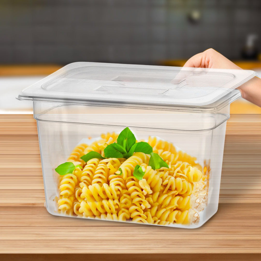 SOGA 200mm Clear Gastronorm GN Pan 1/3 Food Tray Storage with Lid • LUZ-VICPans1424wLidX1