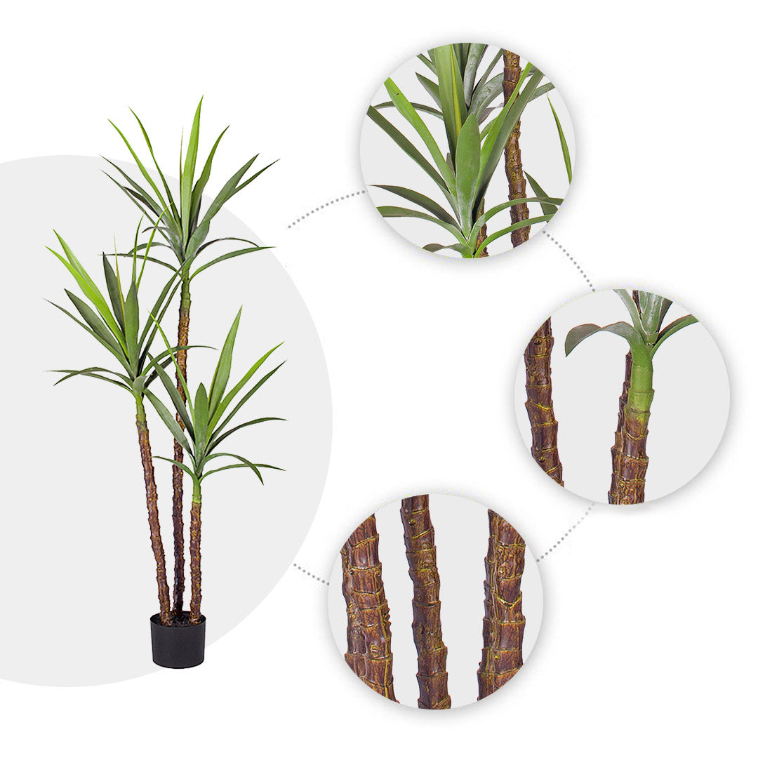 SOGA 4X 150cm Artificial Natural Green Dracaena Yucca Tree Fake Tropical Indoor Plant Home Office Decor • LUZ-APlantJL1503QX4