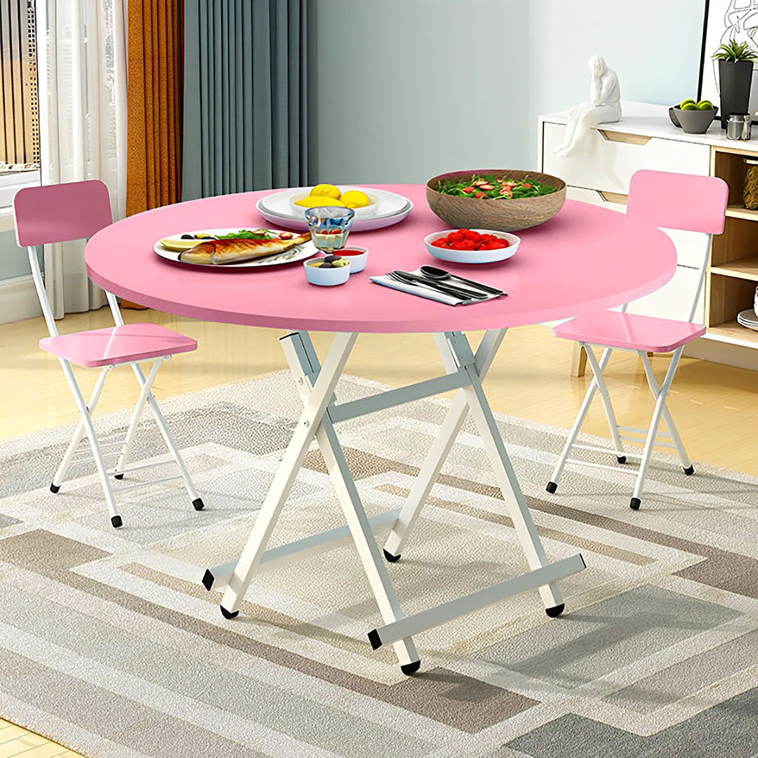SOGA Pink Dining Table Portable Round Surface Space Saving Folding Desk Home Decor • LUZ-TableRD726