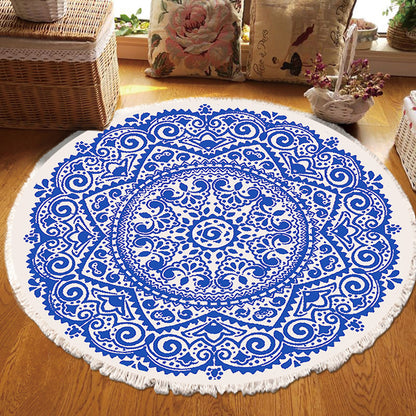 SOGA 120cm Mandala Round Tapestry Indian Area Rug for Living Room Lounge, Anti-slip Doormat, Home Decor • LUZ-CarpetXLS56