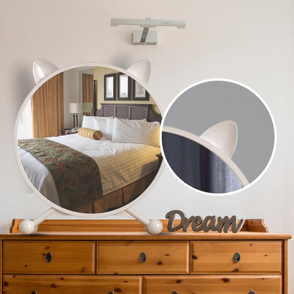 SOGA 2X 40cm White Smart Makeup Bedroom Table Mirror Cat Ear Style No LED Light • LUZ-MirrorE3X2