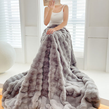SOGA 200cm Grey Fur Fuzzy Super Soft and Cozy Fluffy Throw Blanket • LUZ-BlanketFur335
