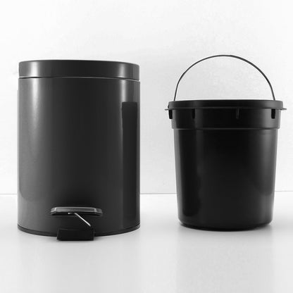 SOGA 2X Foot Pedal Stainless Steel Rubbish Recycling Garbage Waste Trash Bin Round 12L Black • LUZ-RubbishBinRound12LBlackX2