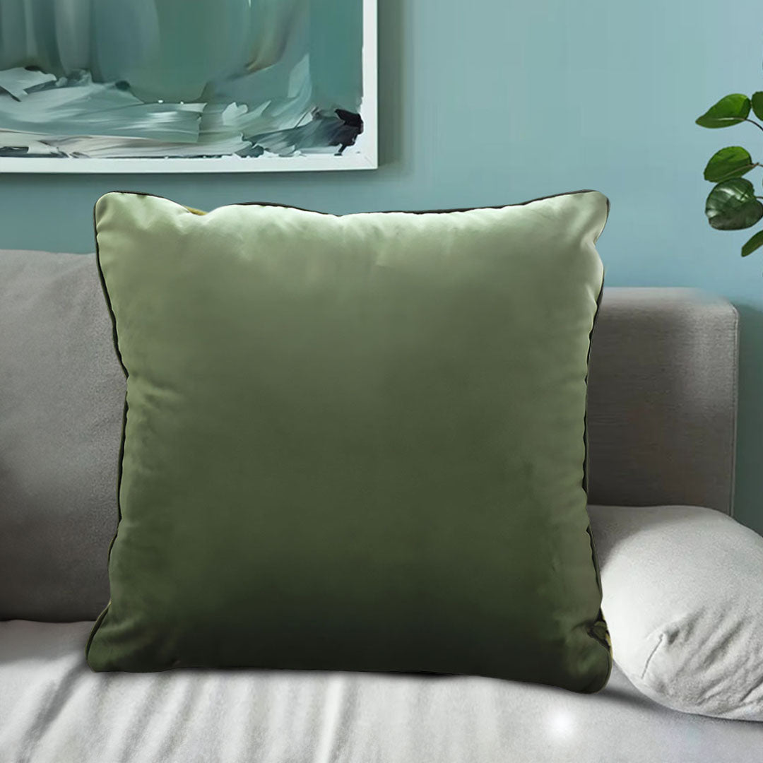 SOGA 45cm Subtle Army Green Foliage Velvet Square Throw Pillow • LUZ-FrenchCushion258