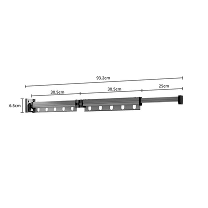 SOGA 93.2cm Wall-Mounted Clothing Dry Rack Retractable Space-Saving Foldable Hanger • LUZ-BSGKZD02