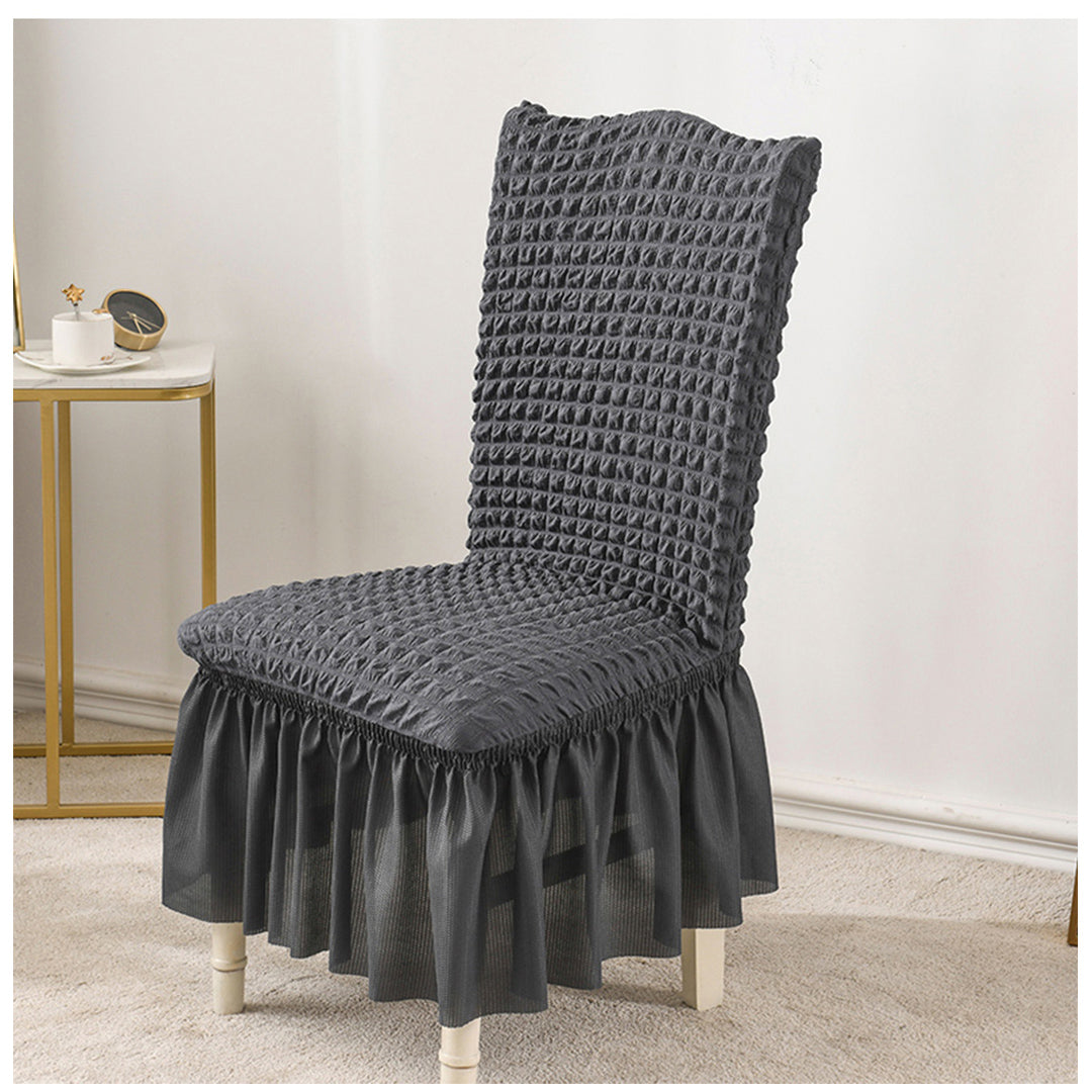 SOGA 2X Dark Grey Chair Cover Seat Protector with Ruffle Skirt Stretch Slipcover Wedding Party Home Decor • LUZ-Chaircov25EX2