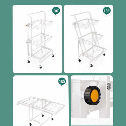 SOGA 3 Tier Steel White Adjustable Kitchen Cart Multi-Functional Shelves Portable Storage Organizer with Wheels • LUZ-KitchenXY033