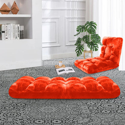 SOGA Floor Recliner Folding Lounge Sofa Futon Couch Folding Chair Cushion Orange • LUZ-LoungeChairOrange