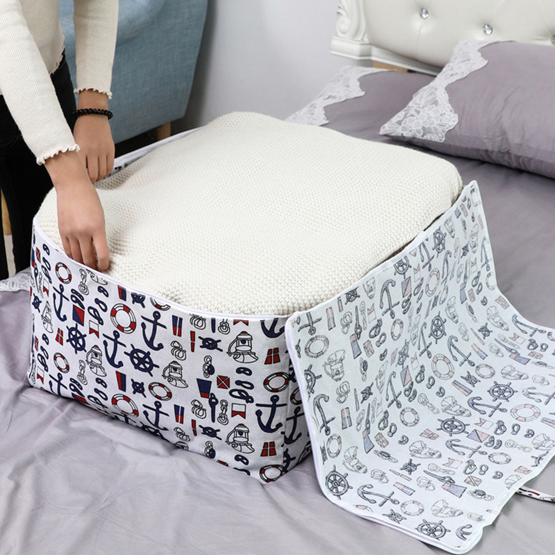 SOGA 2X Nautical Icons Large Storage Luggage Bag Double Zipper Foldable Travel Organiser Essentials • LUZ-SBox205X2