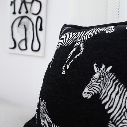 SOGA 50cm Throw Pillow  Black Light Luxury Zebra Square Pillow for Home Decor • LUZ-FrenchCushion343