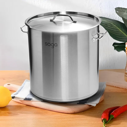 SOGA 14L Wide Stock Pot  and 50L Tall Top Grade Thick Stainless Steel Stockpot 18/10 • LUZ-StockPot14L-40CM