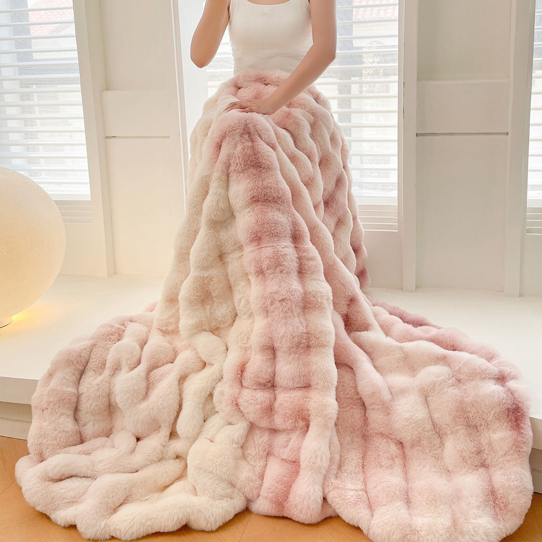 SOGA 200cm Light Pink Fur Fuzzy Super Soft and Cozy Fluffy Throw Blanket • LUZ-BlanketFur331