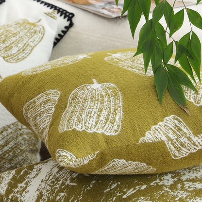 SOGA 2X 50cm Throw Pillow Green Autumn Harvest Pumpkin Print Home Decor • LUZ-FrenchCushion330X2