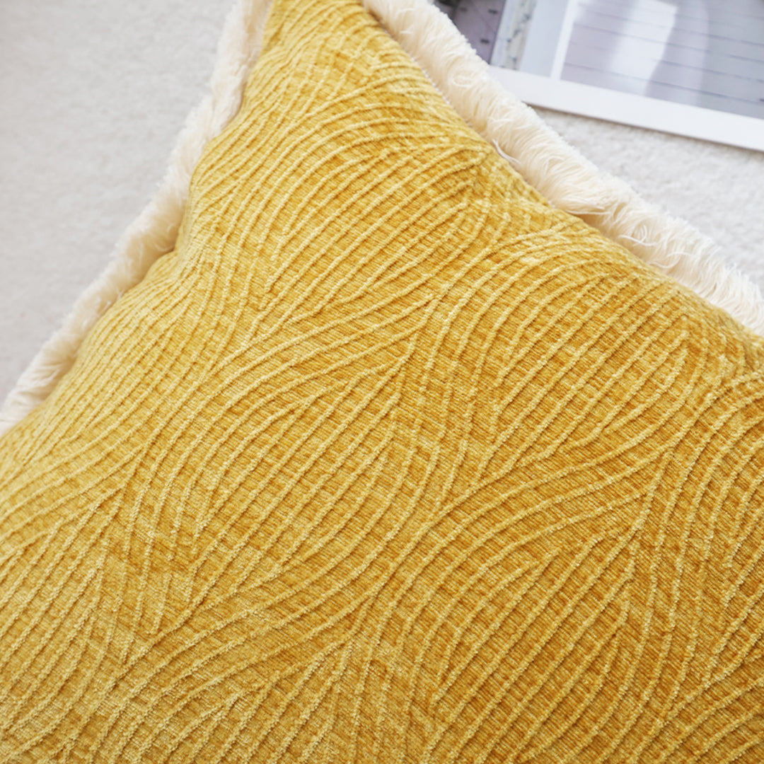 SOGA 2X 50cm Throw Pillow Turmeric Yellow Aesthetic Chenille Texture for Home Decor • LUZ-FrenchCushion313X2