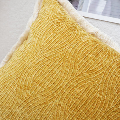 SOGA 2X 50cm Throw Pillow Turmeric Yellow Aesthetic Chenille Texture for Home Decor • LUZ-FrenchCushion313X2