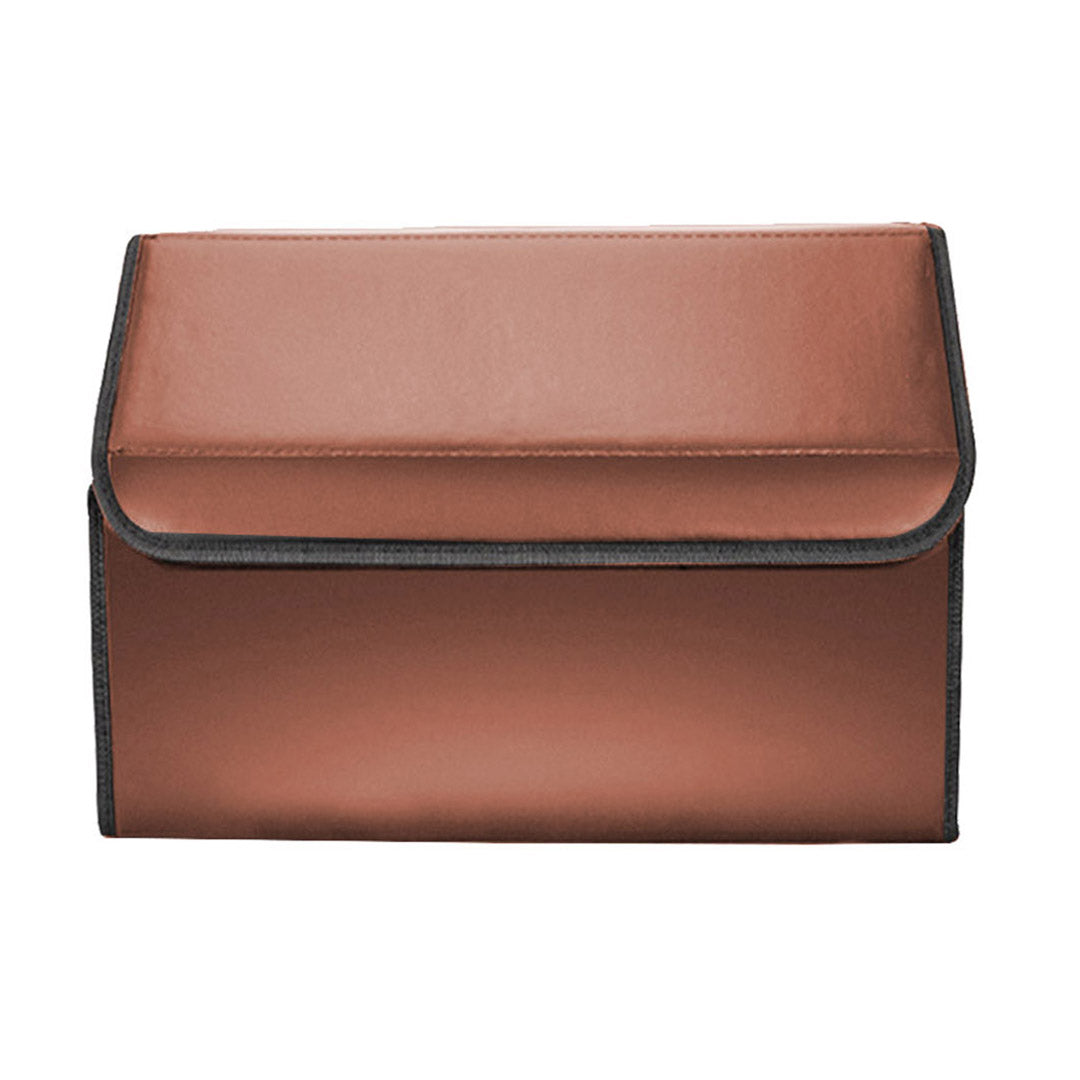 SOGA 4X Leather Car Boot Collapsible Foldable Trunk Cargo Organizer Portable Storage Box Coffee Medium • LUZ-StorageCOFMedX4