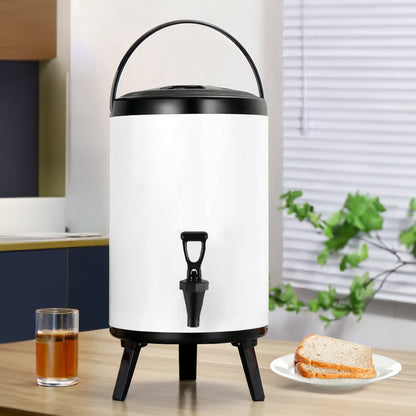 SOGA 2X 8L Stainless Steel Insulated Milk Tea Barrel Hot and Cold Beverage Dispenser Container with Faucet White • LUZ-VICDispenser8LWHTX2
