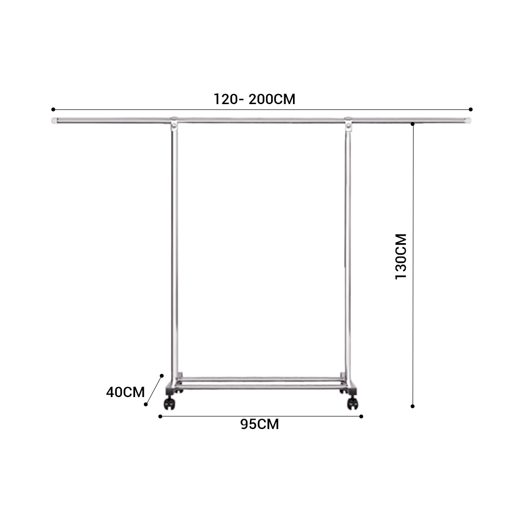 SOGA 2X 200cm Stainless Steel Floor-Standing Clothes Rack - Durable and Space-Saving Laundry Organizer • LUZ-BSXG2523X2