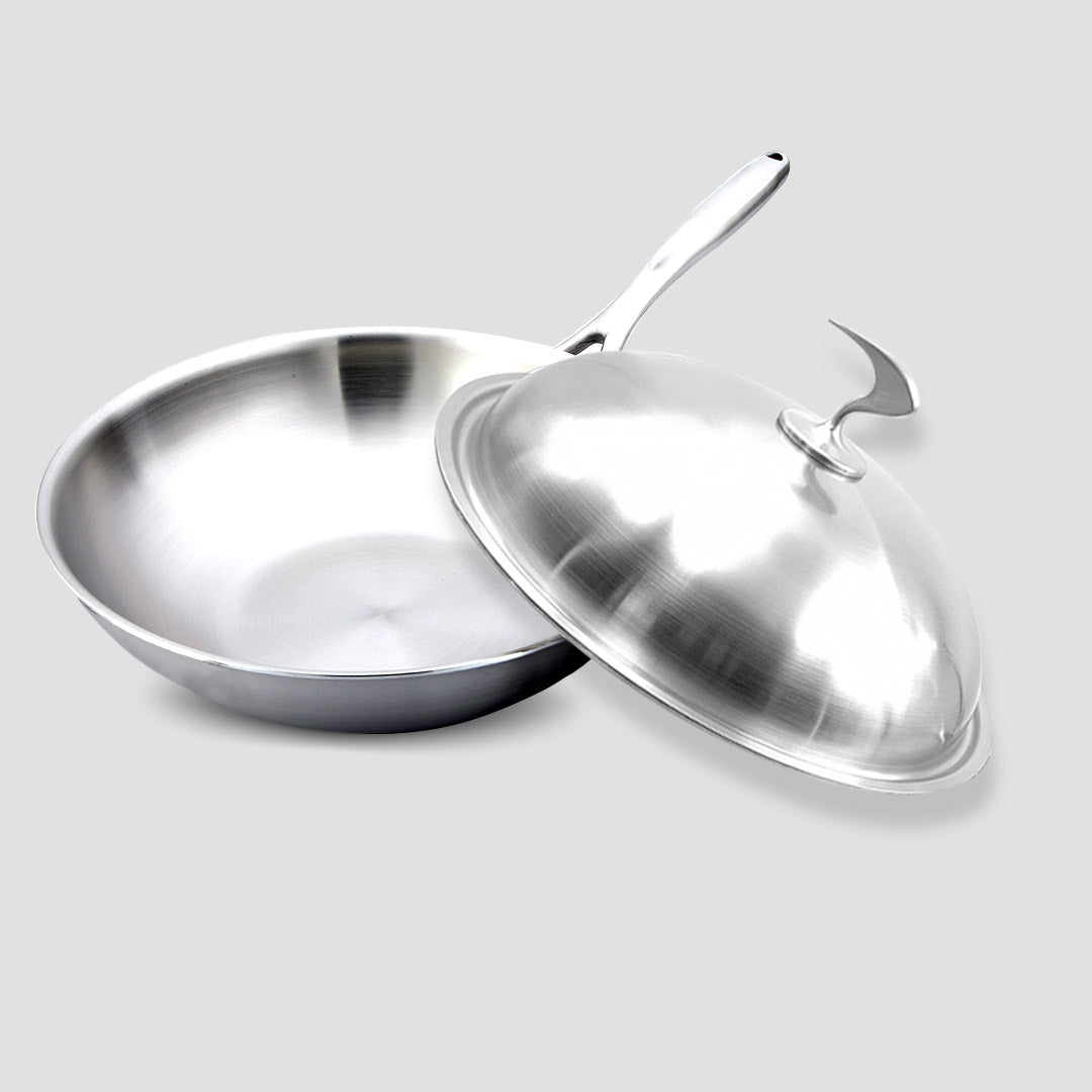 SOGA 2X 18/10 Stainless Steel Fry Pan 32cm Frying Pan Top Grade Cooking Skillet with Lid • LUZ-TRIFPI32X2