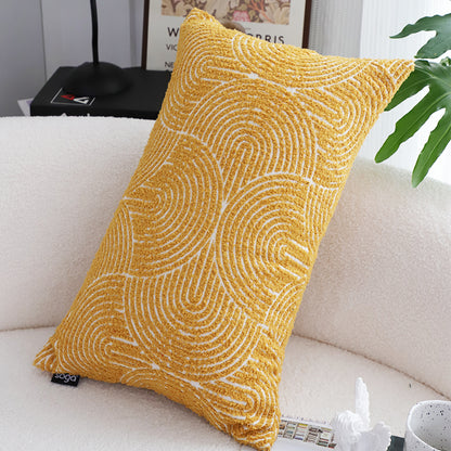 SOGA 2X 35cm Mustard Yellow Throw Pillow Geometric Indoor and Outdoor Corded for Home Decor • LUZ-FrenchCushion322X2