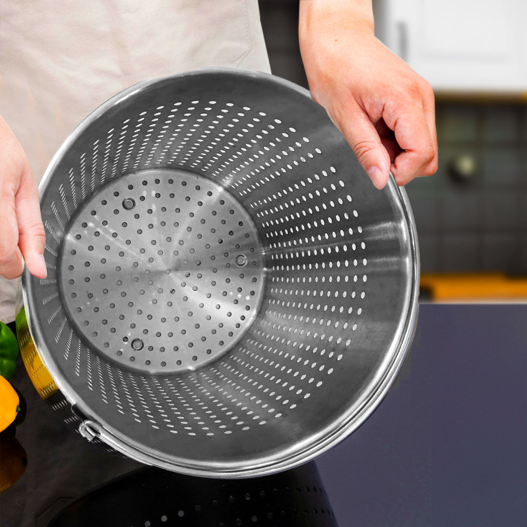 SOGA 21L 18/10 Stainless Steel Stockpot with Perforated Stock Pot Basket Pasta Strainer • LUZ-StockPot30CMwPastaInsert3901