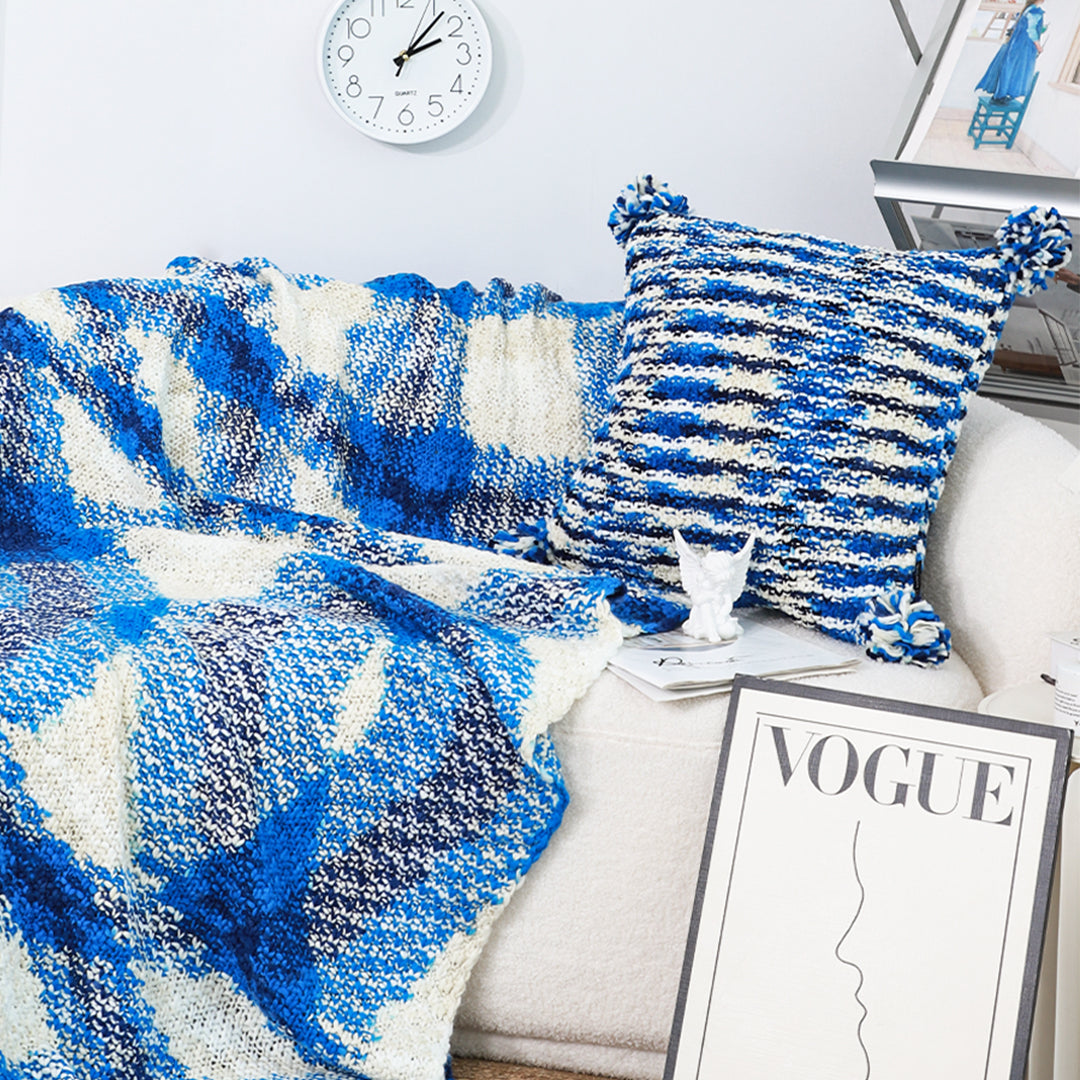 SOGA 2X 90x200cm Throw Blanket  Blue Deep Sea Gradient Dyed Art Stylish Decorative Cozy • LUZ-Blanket937X2