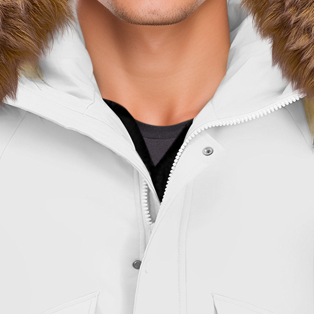 abbee White Large Winter Fur Hooded Thick Overcoat Jacket Stylish Lightweight Quilted Warm Puffer Coat • LUZ-DJ-998E