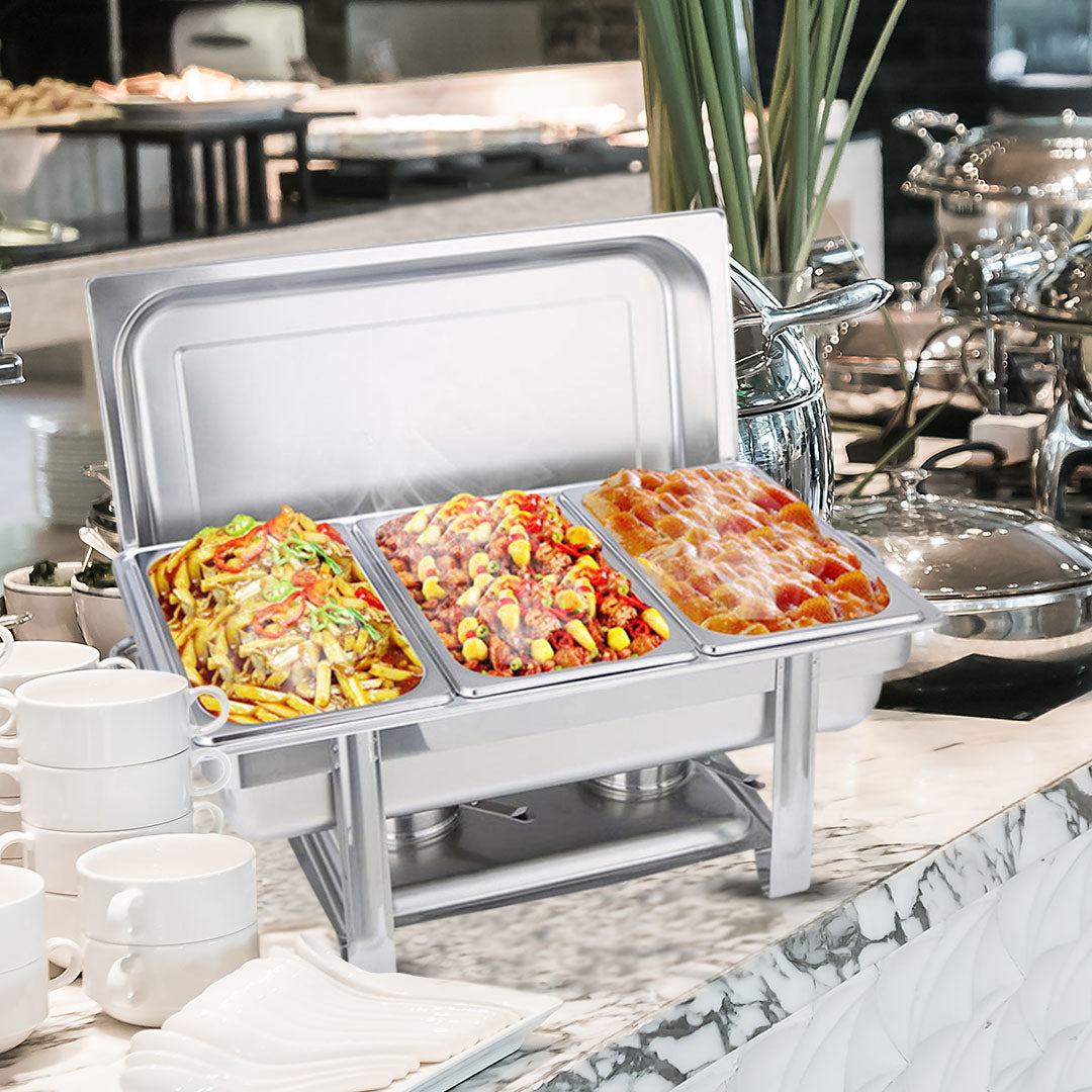 SOGA 4X Stainless Steel Chafing Triple Tray Catering Dish Food Warmer • LUZ-ChafingDish56083X4